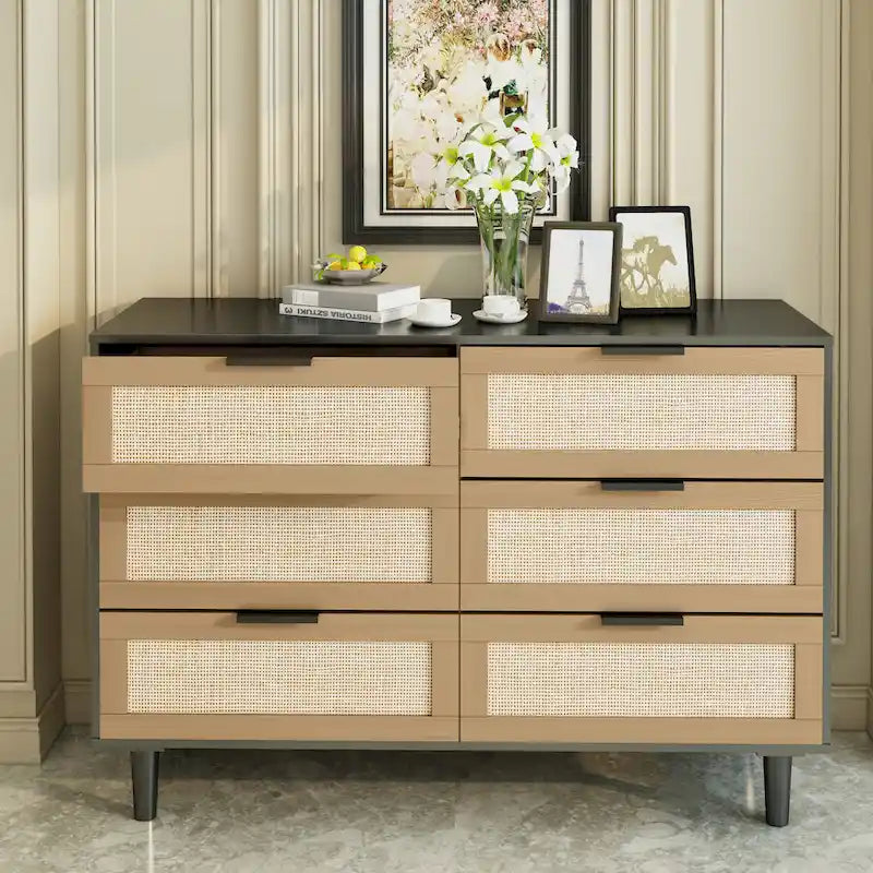 Commode 6 tiroirs en rotin Commode en rotin