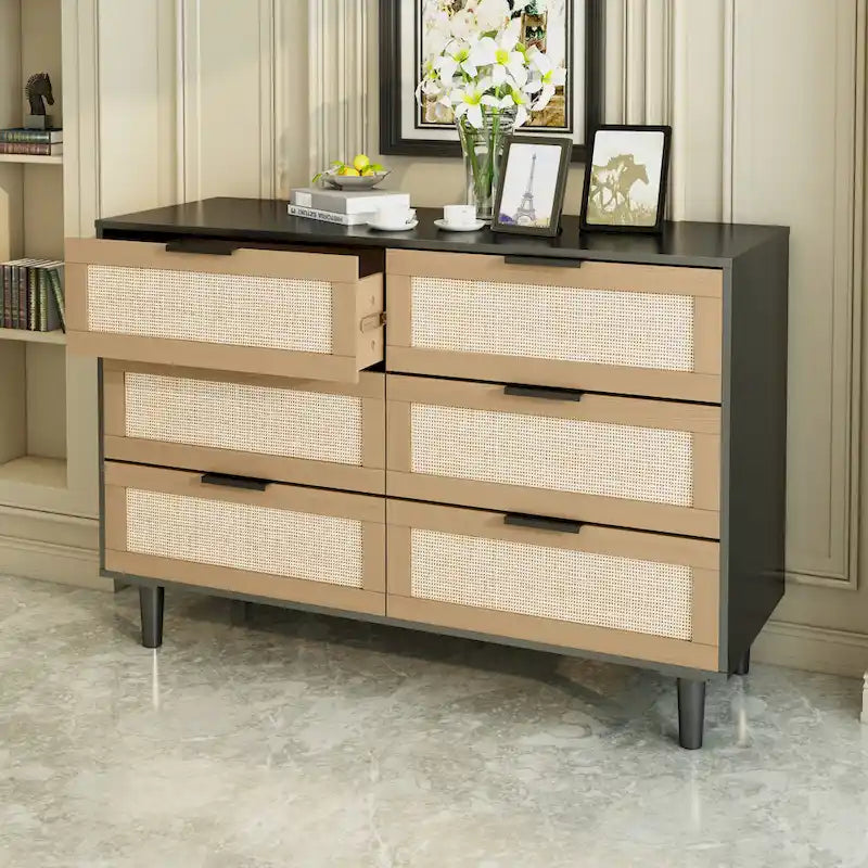Commode 6 tiroirs en rotin Commode en rotin