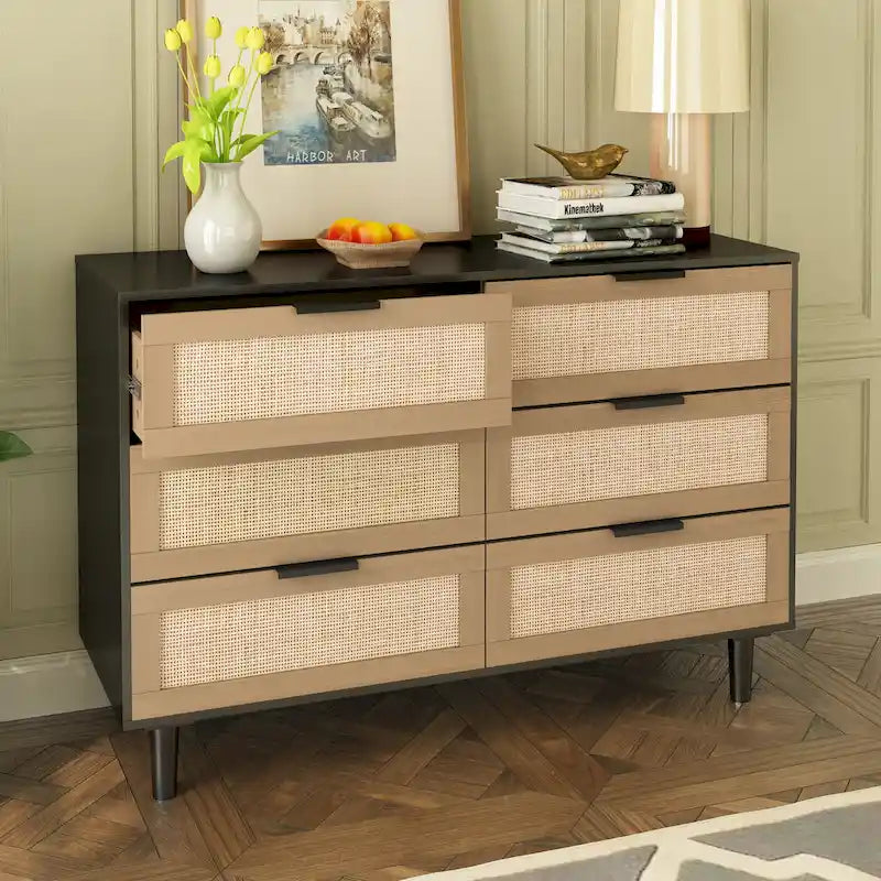 Commode 6 tiroirs en rotin Commode en rotin
