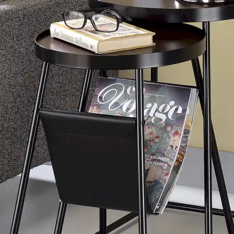 Ensemble de bureau gigogne deux pièces en acier noir mat moderne de 20 pouces