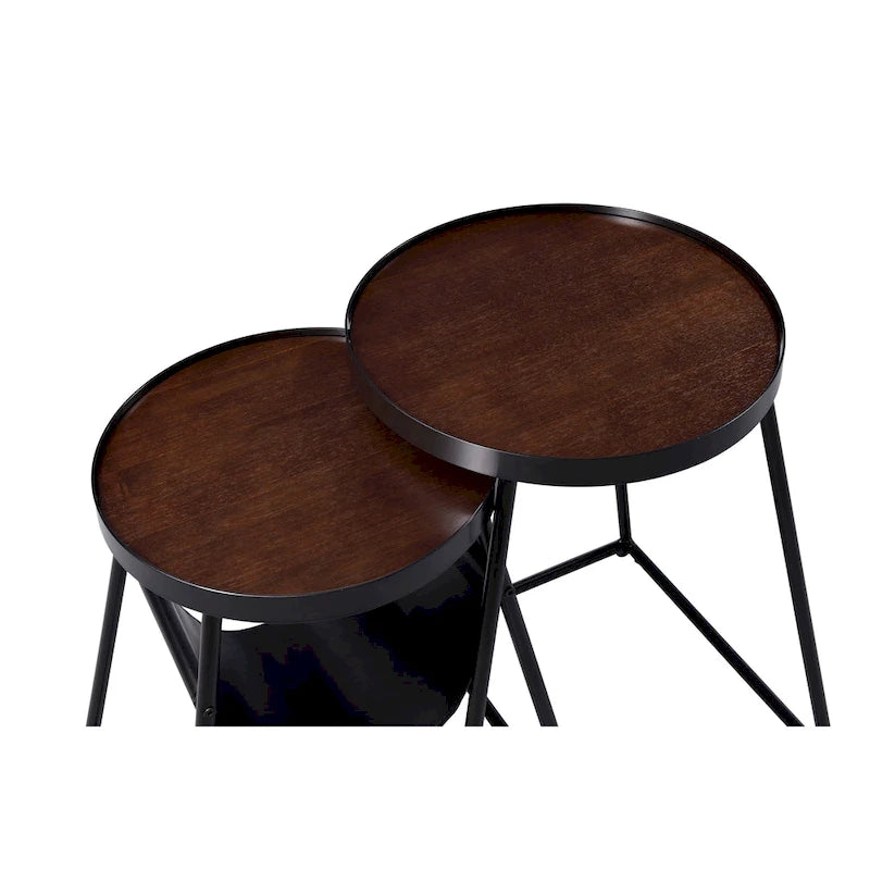 Ensemble de bureau gigogne deux pièces en acier noir mat moderne de 20 pouces