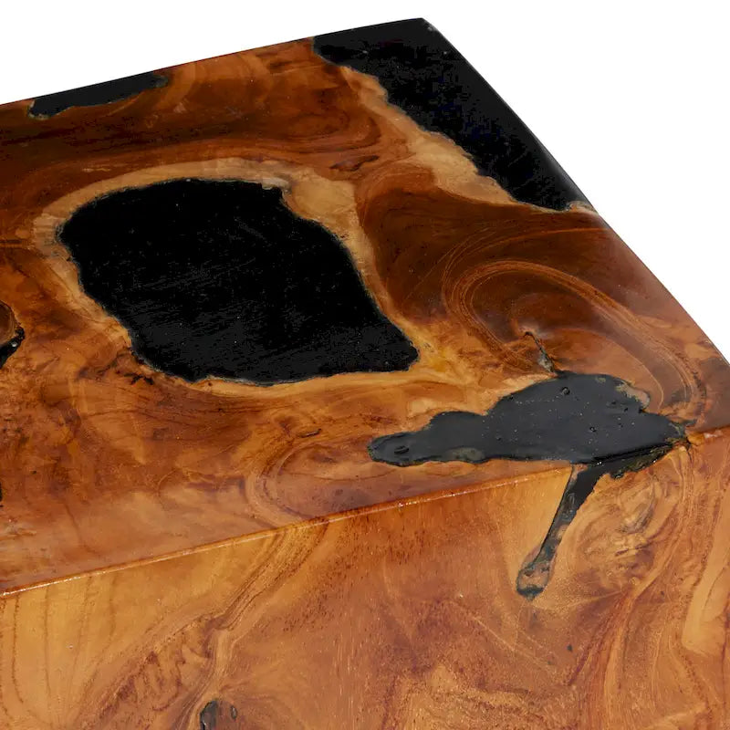 Table d'appoint en teck (avec incrustation de résine noire)