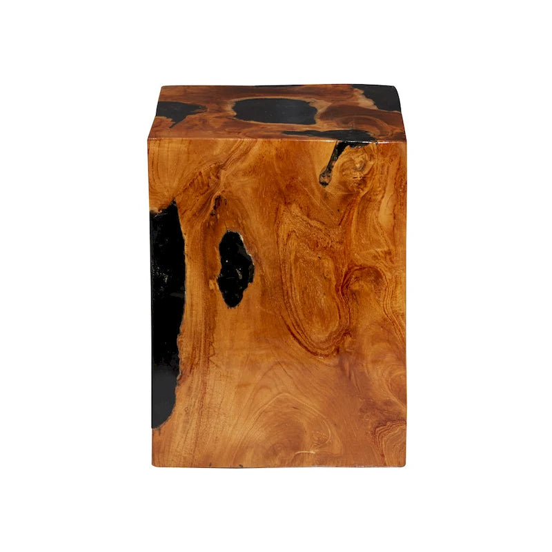 Table d'appoint en teck (avec incrustation de résine noire)