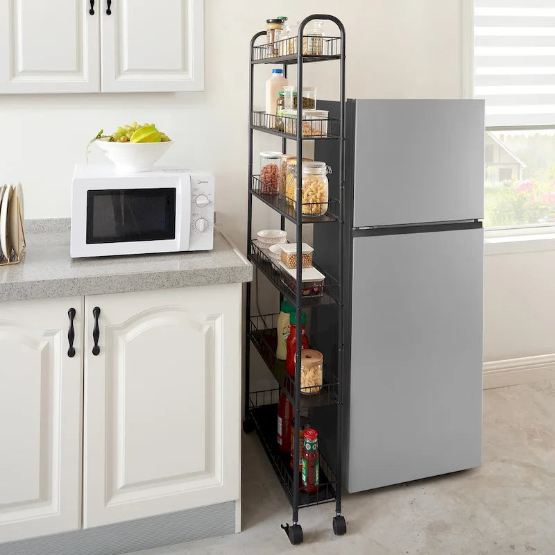 6-Layer Ultra-Thin Rolling Cart Storage Rack