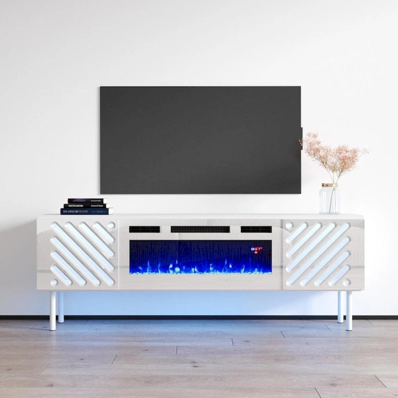 Meuble TV avec cheminée électrique 63 po