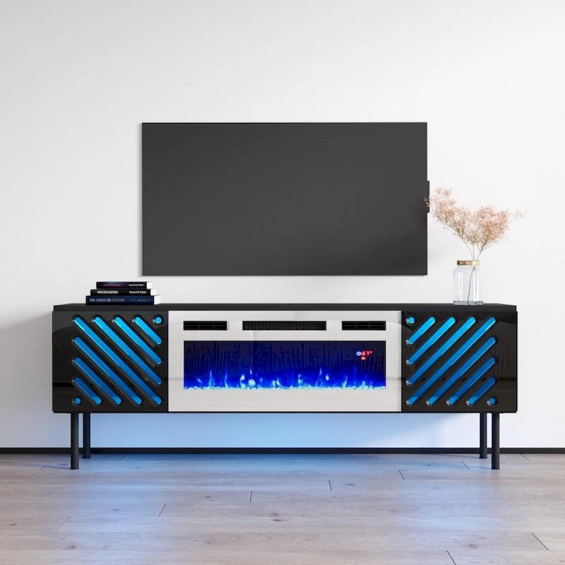 Meuble TV avec cheminée électrique 63 po