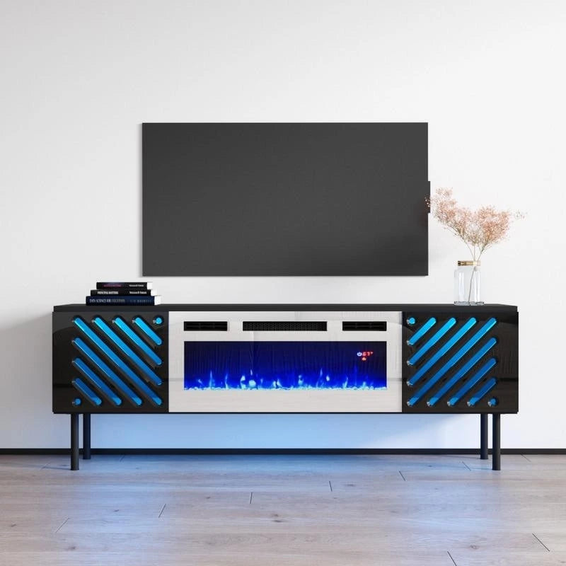 Meuble TV avec cheminée électrique 63 po