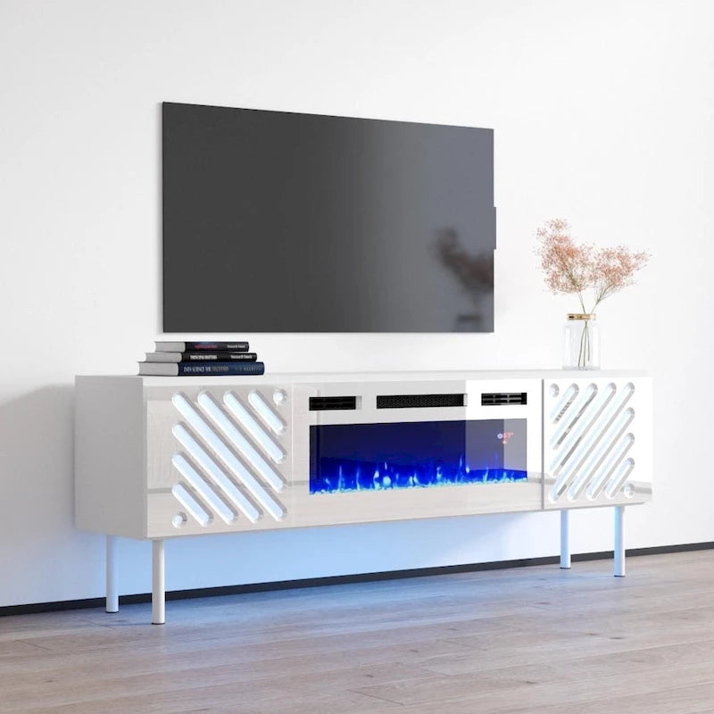 Meuble TV avec cheminée électrique 63 po
