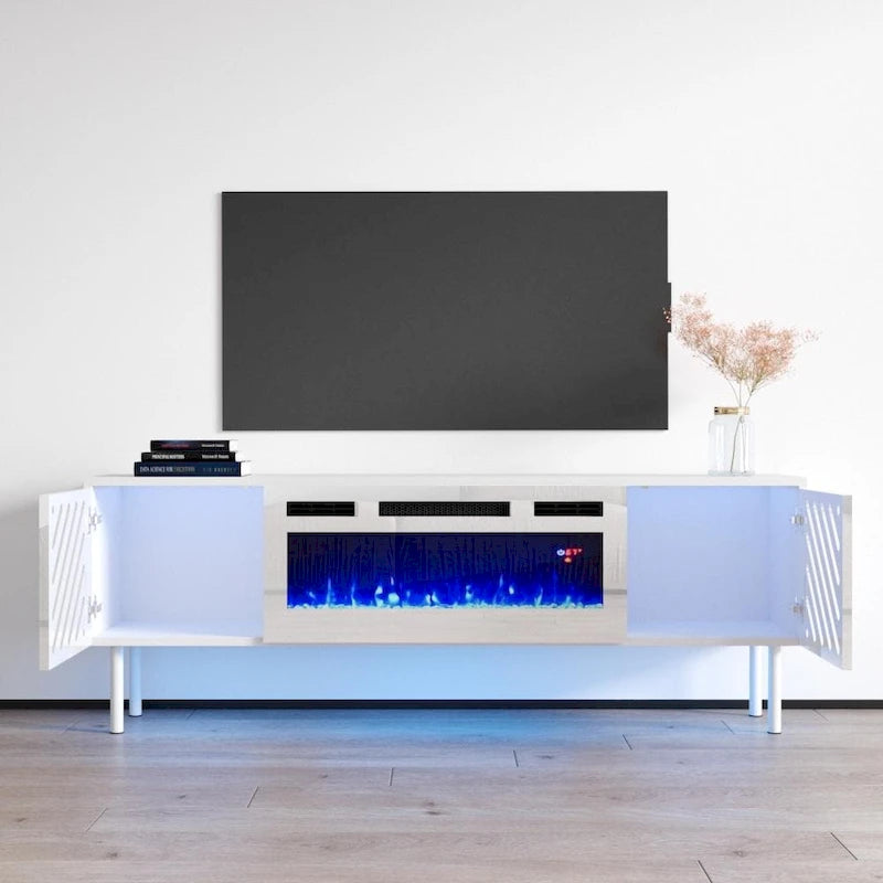 Meuble TV avec cheminée électrique 63 po