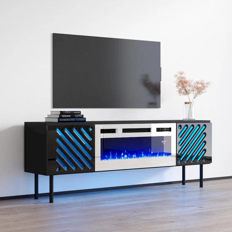 Meuble TV avec cheminée électrique 63 po