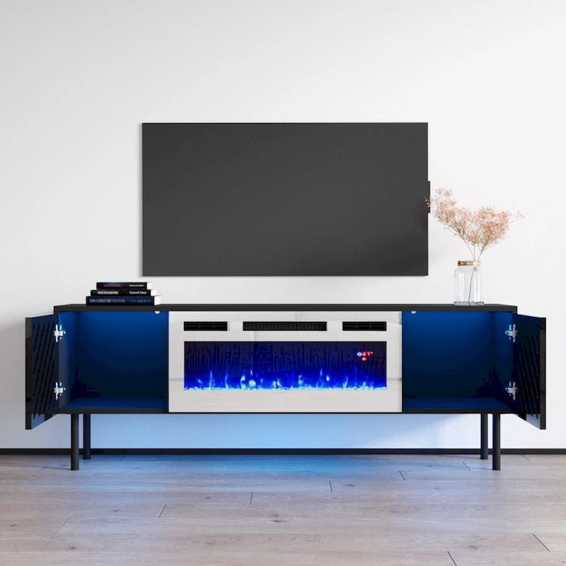 Meuble TV avec cheminée électrique 63 po
