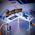 63 Bureau d'angle en forme de L Bureau de jeu LED avec support d'écran ergonomique
