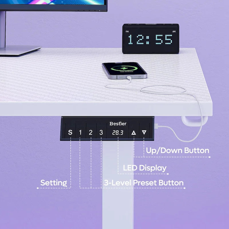 63 Bureau d'angle en forme de L Bureau de jeu LED avec support d'écran ergonomique