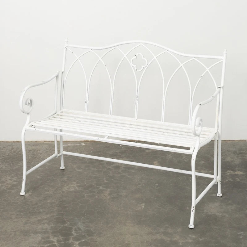 Sullivans Crisp White Metal Garden Bench 36 H White - 45.5 L x 18.5 W x 36 H