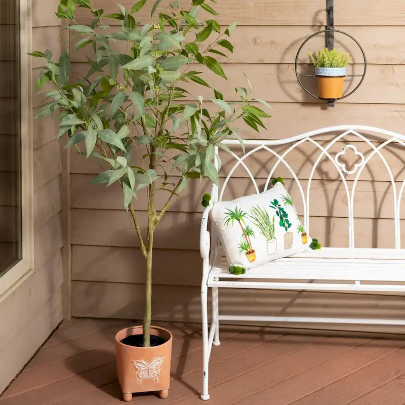 Banc de jardin en métal blanc éclatant 36 H Blanc - 45,5 L x 18,5 l x 36 H
