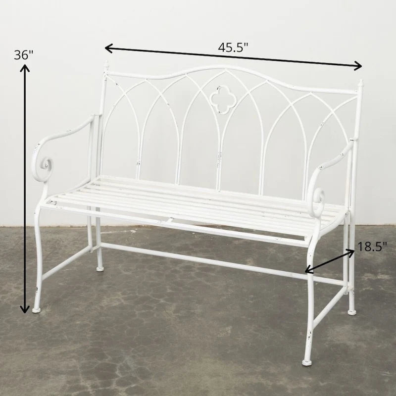 Banc de jardin en métal blanc éclatant 36 H Blanc - 45,5 L x 18,5 l x 36 H
