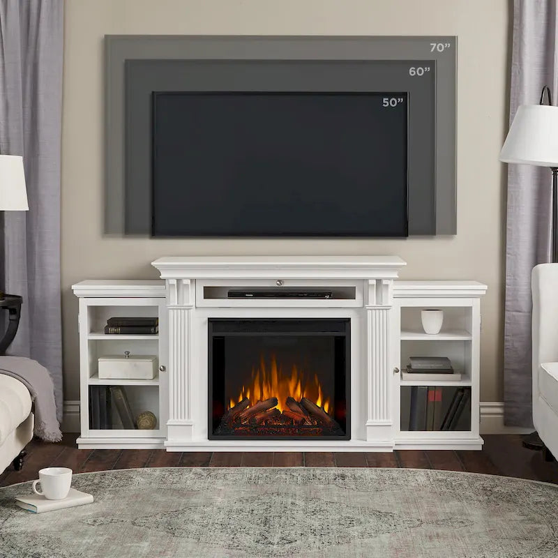 Cheminée de meuble TV électrique blanc