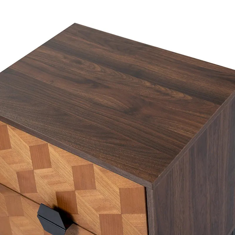 Table de chevet double tiroir moderne de 63,5 cm de hauteur avec station de recharge et pieds réglables, lot de deux.