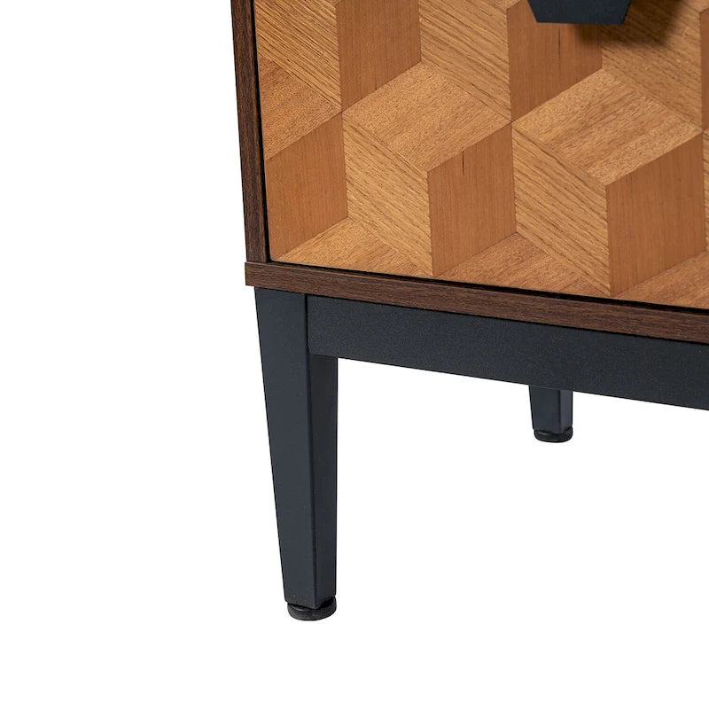 Table de chevet double tiroir moderne de 63,5 cm de hauteur avec station de recharge et pieds réglables, lot de deux.