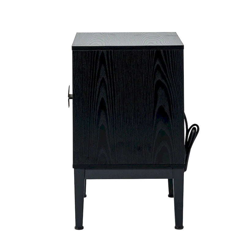 Table de chevet double tiroir moderne de 63,5 cm de hauteur avec station de recharge et pieds réglables, lot de deux.
