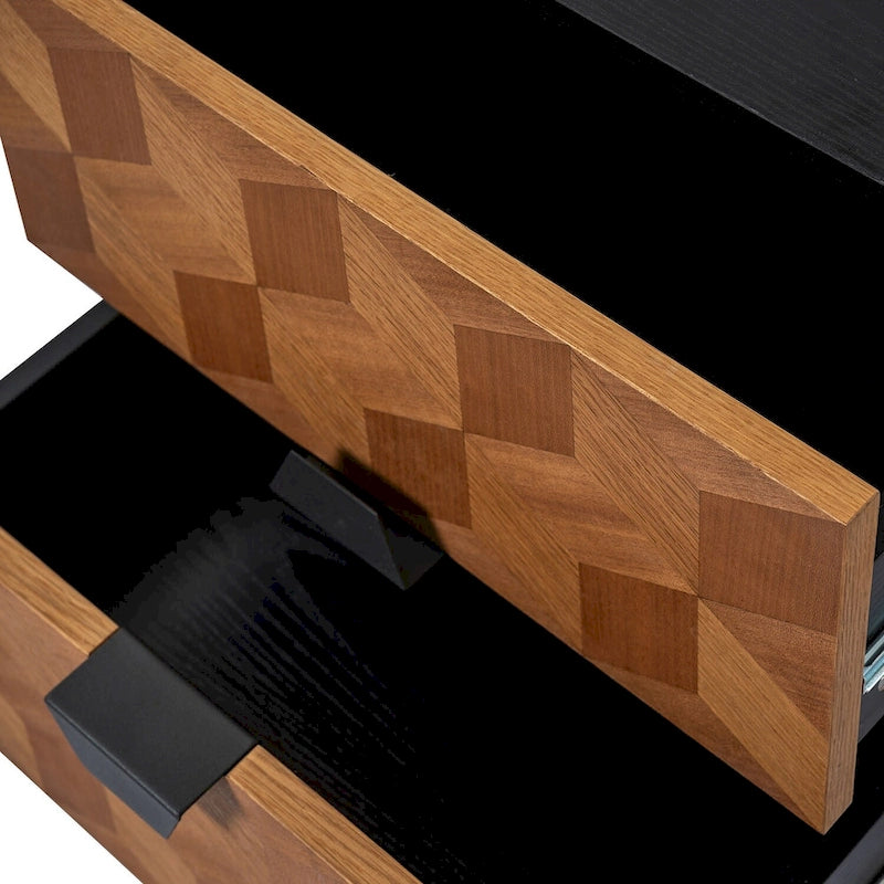 Table de chevet double tiroir moderne de 63,5 cm de hauteur avec station de recharge et pieds réglables, lot de deux.