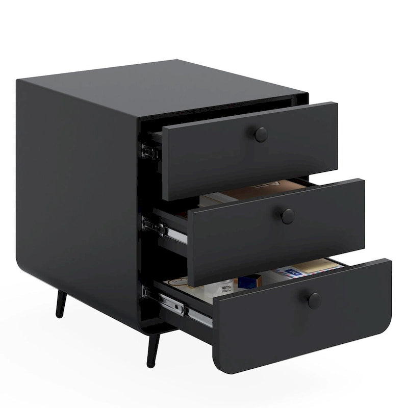 Table de chevet moderne en acier avec 3 tiroirs pour salon et chambre à coucher
