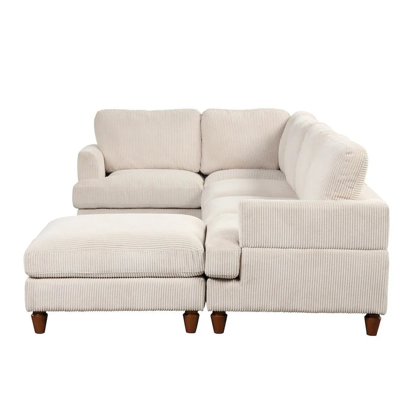 Canapé modulable avec pouf et méridienne en L