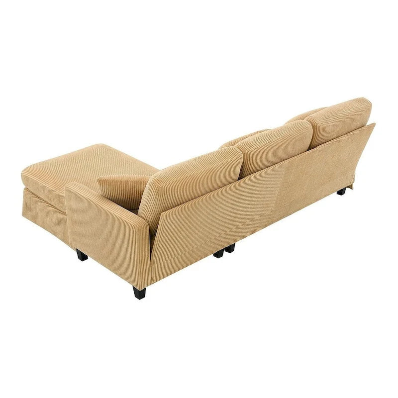 Canapé d'angle en L convertible avec méridienne réversible et rangement pour salon