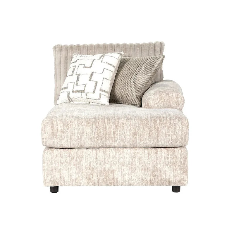 Canapé d'angle en velours côtelé à grosses côtes avec fauteuil et pouf
