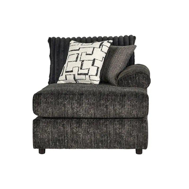 Canapé d'angle en velours côtelé à grosses côtes avec fauteuil et pouf