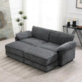 Canapé modulable convertible 4 places rembourré avec méridienne et pouf, profondeur d'assise, gris