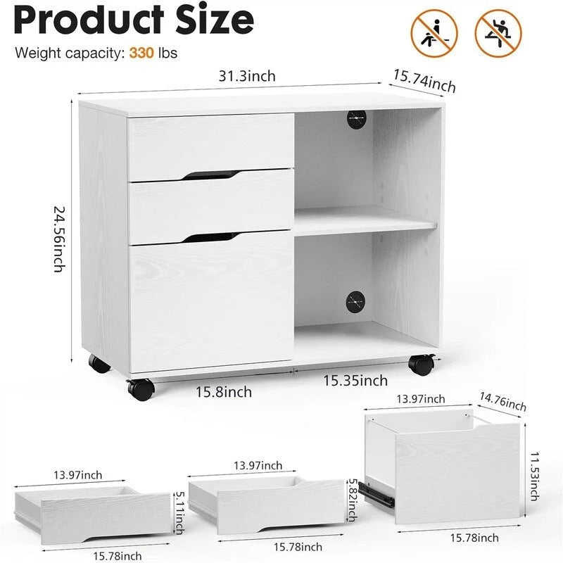 Classeur 3 tiroirs - 31,3 P x 15,7 L x 24,4 H