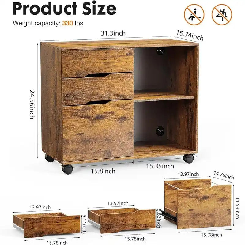 Classeur 3 tiroirs - 31,3 P x 15,7 L x 24,4 H