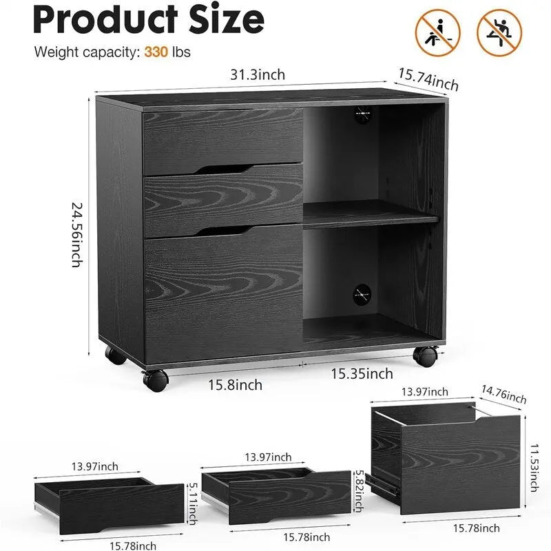 Classeur 3 tiroirs - 31,3 P x 15,7 L x 24,4 H