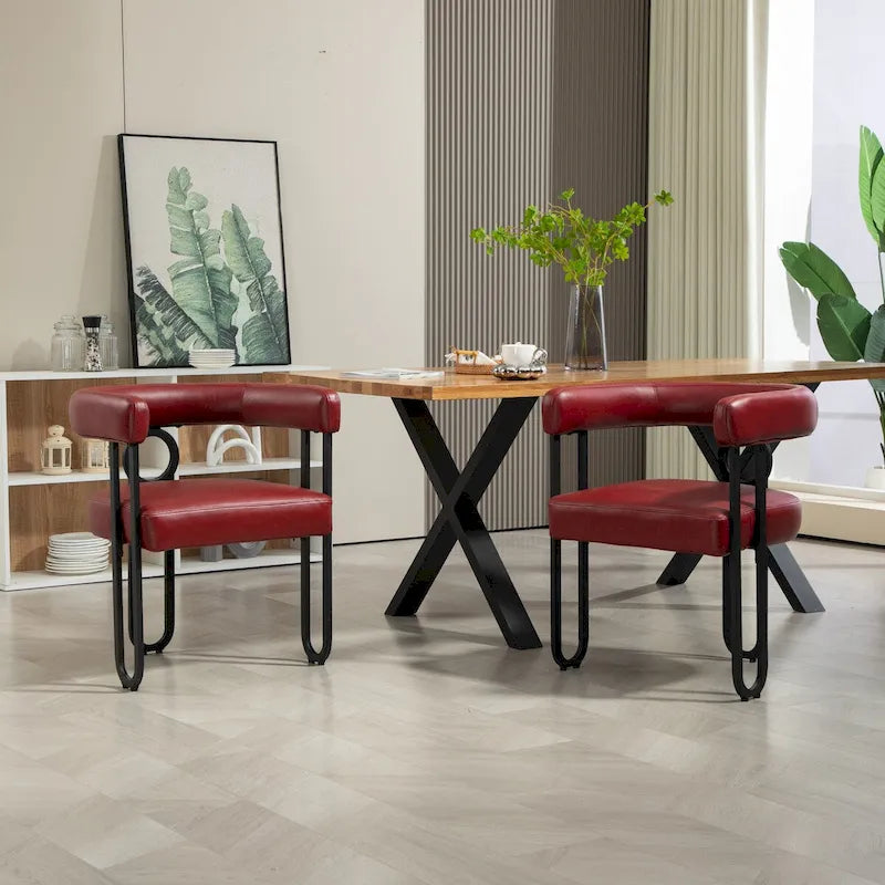 Chaise de salle à manger tapissée en cuir véritable
