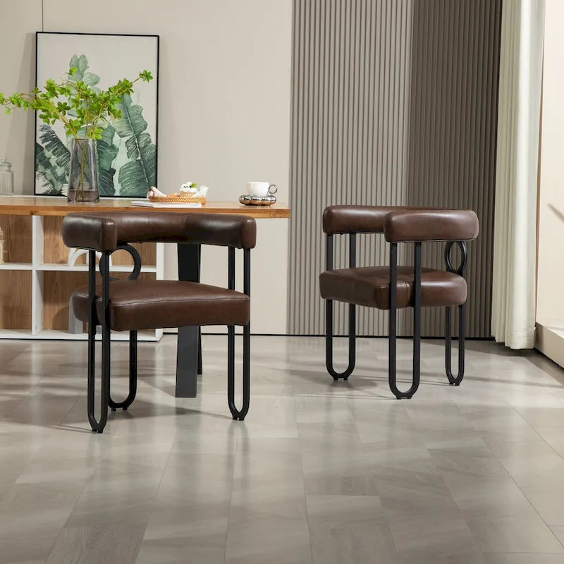 Chaise de salle à manger tapissée en cuir véritable