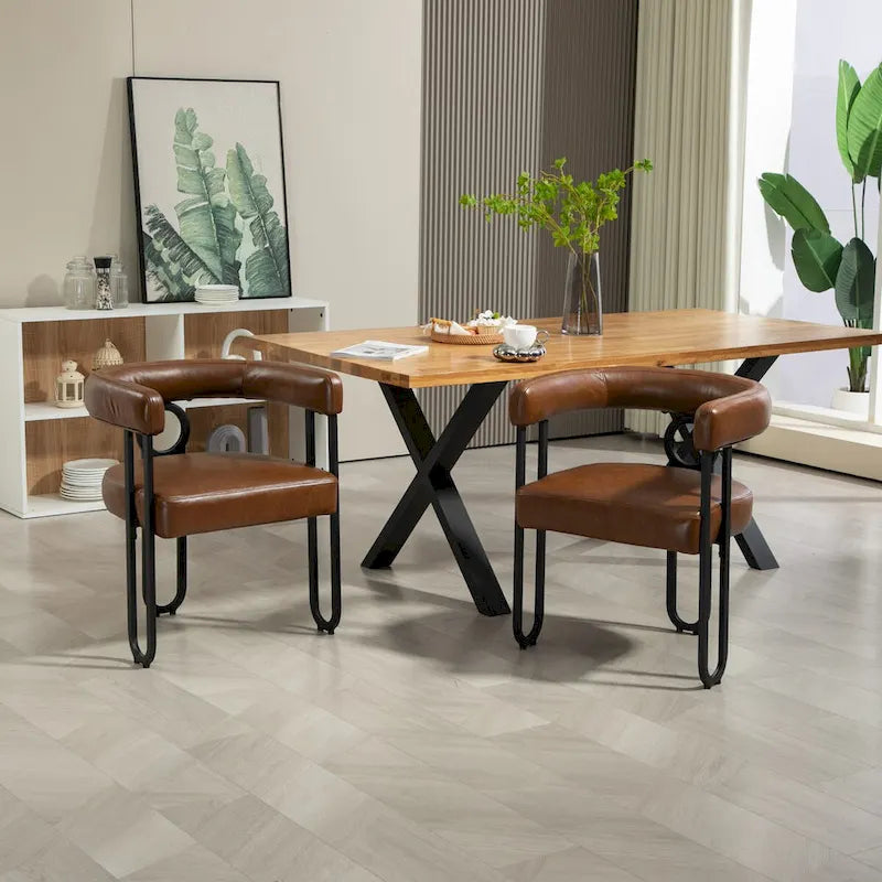 Chaise de salle à manger tapissée en cuir véritable