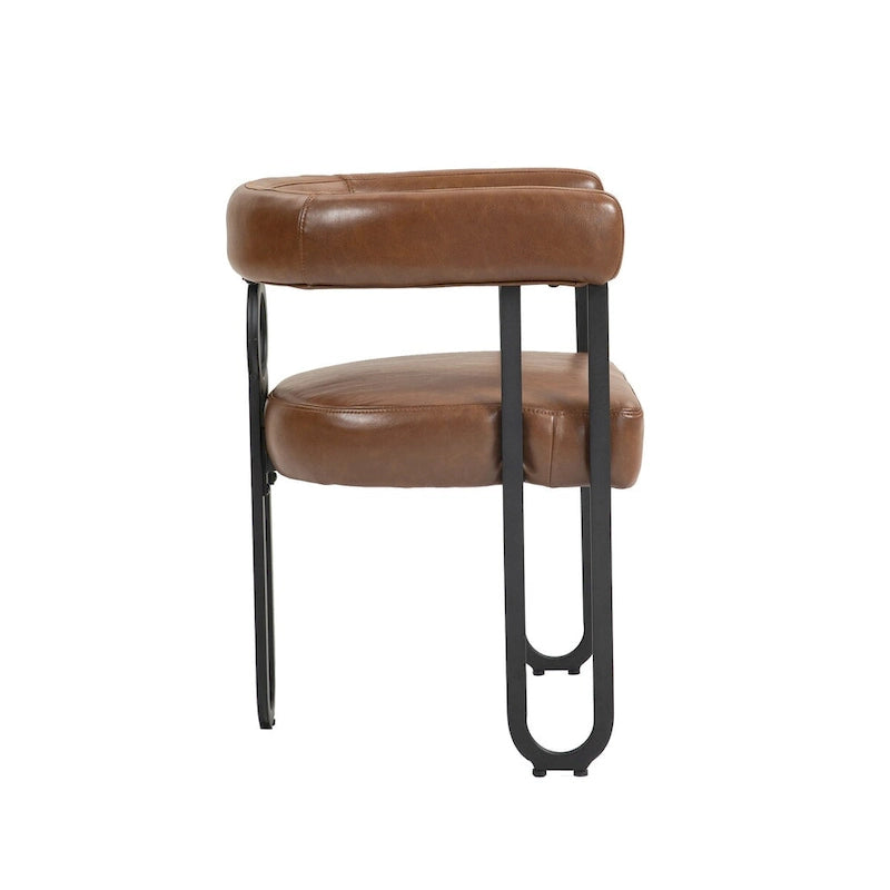 Chaise de salle à manger tapissée en cuir véritable